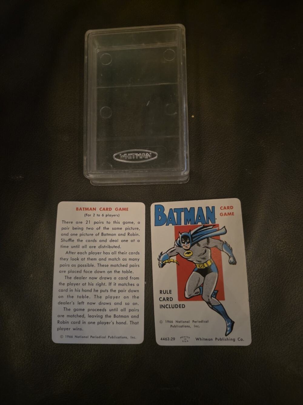 1966 Whitman Batman Card Original Case & Rule Card Instructions Vintage DC 3pc